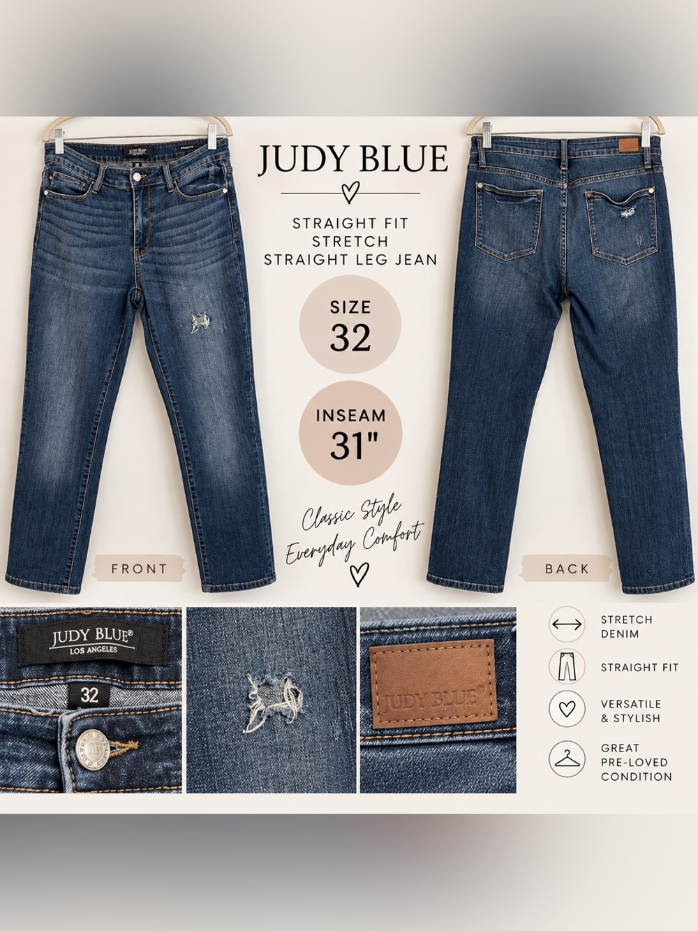 Judy Blue Straight Fit Stretch Straight Leg Jean, 32